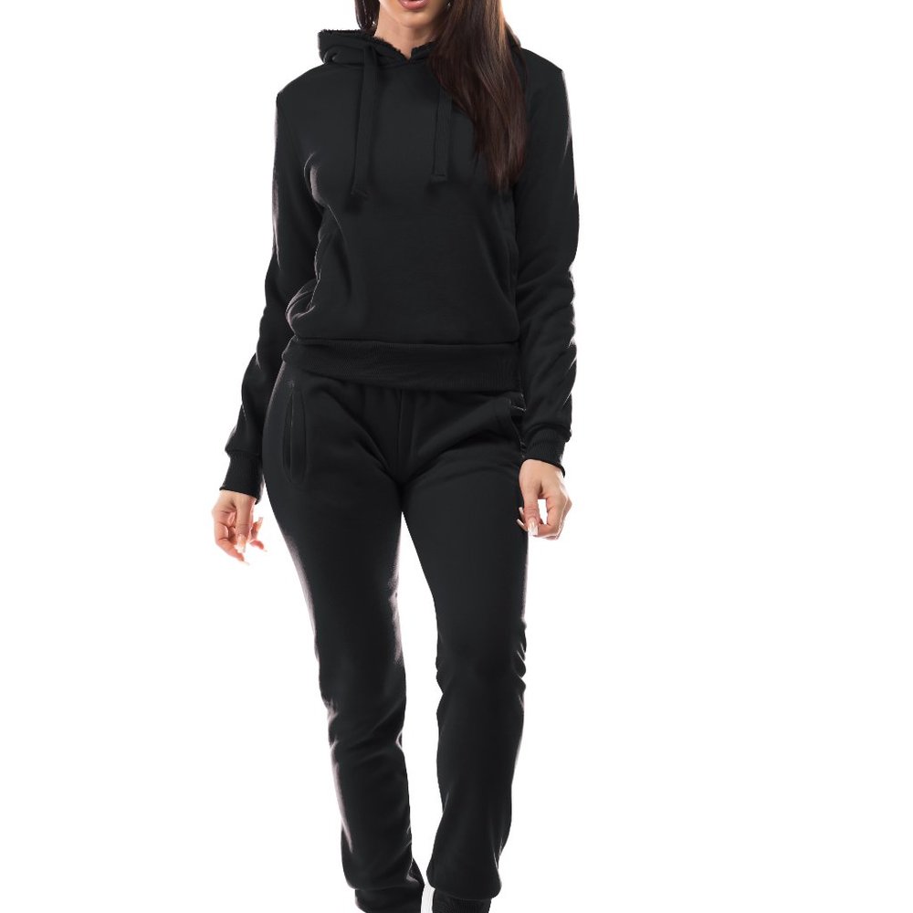 Ladies 2 Pc Fleece set Black
